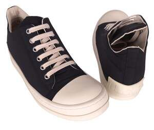 Rick Owens DRKSHDW Low Sneaks US 5 EU 35 Womens Black Milk Cotton Faille $710